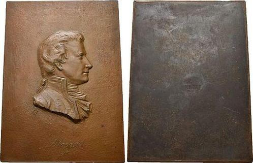 Plakette Musik Mozart, Wolfgang Amadeus 1756-1791, Österr.., Postzegels en Munten, Penningen en Medailles, Verzenden