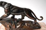 DUPAGNE - sculptuur, Panter - 16 cm - Marmer, Metaal - 1930, Antiek en Kunst