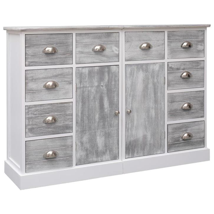 vidaXL Dressoir met 10 lades 113x30x79 cm hout grijs, Huis en Inrichting, Kasten | Dressoirs, Nieuw, Verzenden