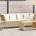 vidaXL Tuinbank met kussens poly rattan beige, Verzenden, Nieuw