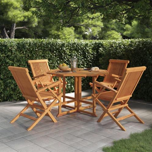 vidaXL 5-delige Tuinset inklapbaar massief teakhout, Tuin en Terras, Tuinsets en Loungesets, Tuinset, Nieuw, Verzenden