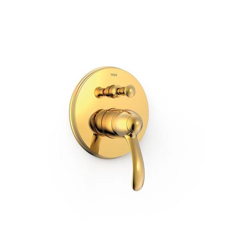 Douchekraan Tres Clasic Inbouw 1 Hendel 2-Wegs Goud, Doe-het-zelf en Bouw, Sanitair, Kraan, Nieuw, Chroom, Ophalen of Verzenden
