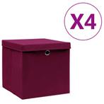 vidaXL Opbergboxen met deksel 4 st 28x28x28 cm donkerrood, Verzenden, Nieuw