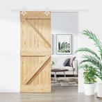 vidaXL Schuifdeur met beslag 80x210 cm massief grenenhout, Doe-het-zelf en Bouw, Deuren en Vliegenramen, Verzenden, Nieuw