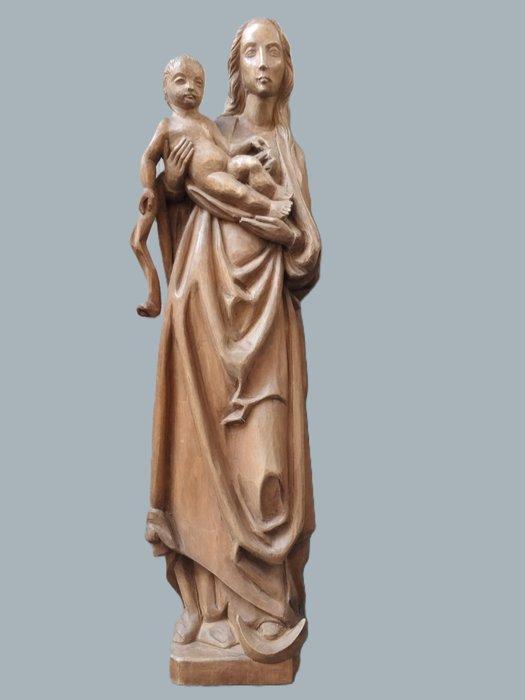 Snijwerk, Religiöse Holzfigur - Madonna mit Kind - Mutter, Antiek en Kunst, Antiek | Boeken en Manuscripten