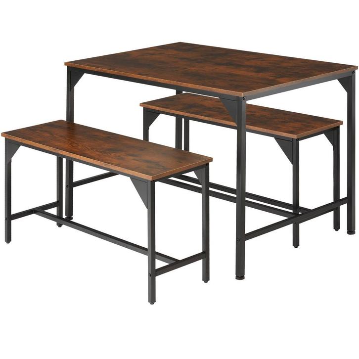 tectake Zitgroep Bolton 2 + 1 - Industrieel hout donker, rus, Huis en Inrichting, Complete eetkamers, Verzenden