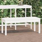 vidaXL Tuinbank 109x44x45 cm massief grenenhout wit, Tuin en Terras, Verzenden, Nieuw