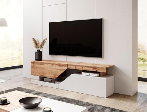 Meubella | TV-Meubel wit eiken 160x35x46 staand, Huis en Inrichting, Kasten |Televisiemeubels, 25 tot 50 cm, Nieuw, Overige materialen