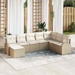 vidaXL Tuinbank Set met kussen 8 pcs Beige Poly Riet, Tuin en Terras, Verzenden, Nieuw