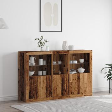 vidaXL Sideboard met LED Verlichting Oude Hout 162x37x100 cm, Verzenden