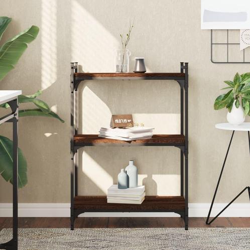 vidaXL Boekenkast 3-laags 60x30x86 cm bewerkt hout bruin, Huis en Inrichting, Kasten | Boekenkasten, Nieuw, Verzenden