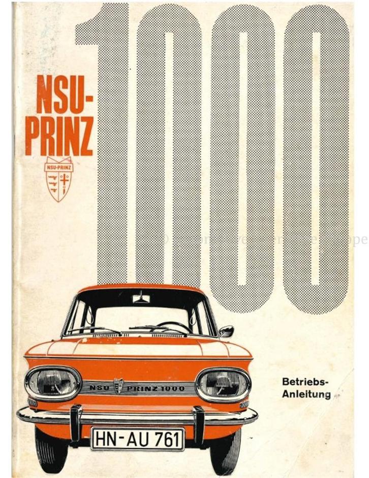 1964 NSU PRINZ 1000 INSTRUCTIEBOEKJE DUITS, Autos : Divers, Modes d'emploi & Notices d'utilisation, Enlèvement ou Envoi