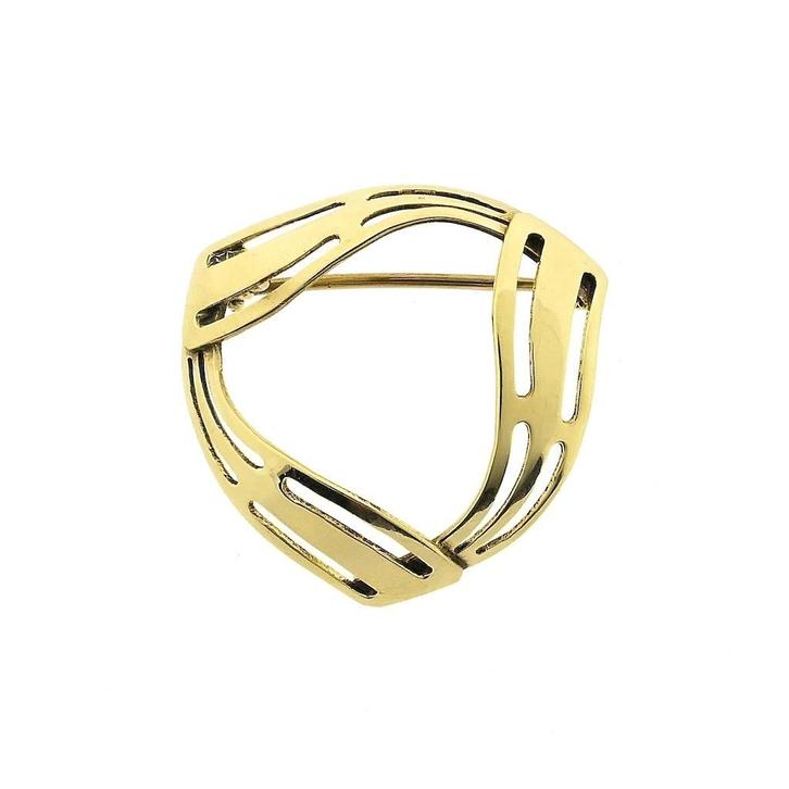 8 Karaat vintage abstracte broche, Handtassen en Accessoires, Broches, Overige kleuren, Gebruikt, Goud, Ophalen of Verzenden