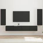 vidaXL Tv Wandkast Set Wandgemonteerd 4 pcs Zwart Bewerkt, Huis en Inrichting, Kasten |Televisiemeubels, Verzenden, Nieuw