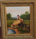 École italienne (XX) - Pastorella al fiume, Antiek en Kunst