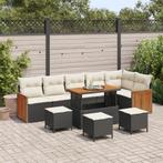 vidaXL 10-delige tuinset met kussens in zwart poly rattan en, Tuin en Terras, Verzenden, Nieuw