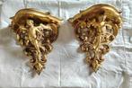 Paire de putti en feuille dor (2) - Antique - Bois, Plaqué, Antiek en Kunst