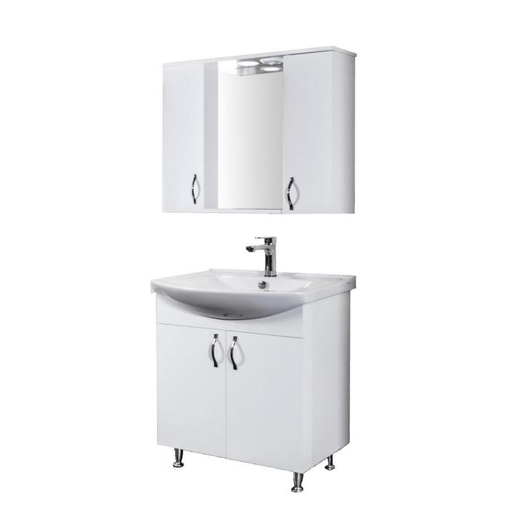 Badkamermeubelset BWS Aleco 80 cm incl. Spiegelkast met, Doe-het-zelf en Bouw, Sanitair, Bad, Nieuw, Ophalen of Verzenden