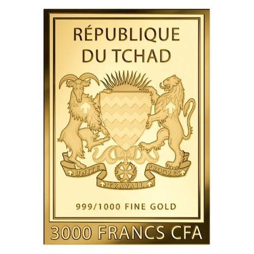 1/1000 Troy Ounce - Or .999 - 3000 CFA Francs Chad Claude, Postzegels en Munten, Edelmetalen en Baren