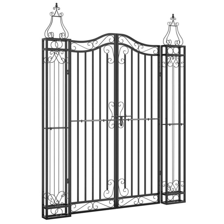 Poort Smeedijzer Zwart 121x150cm | Retour Deal | 40% Korting, Tuin en Terras, Tuinhekken en Hekwerk, Met poort, Nieuw, IJzer, Tuinhek