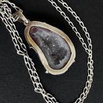 Zilver - Ketting met hanger - Mini geode zilveren hanger, Antiek en Kunst