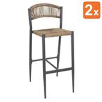 Barkrukken | EDEN | Rotan/Aluminium | Naturel | Donkergrijs, Verzenden, Nieuw in verpakking