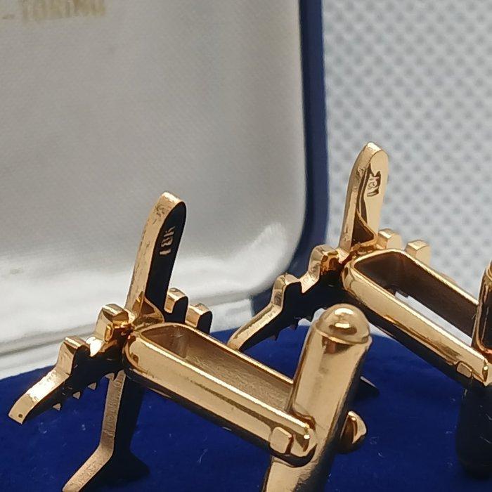 Gelamineerd geel goud (18k). - Manchetknopen - pilot van een, Antiek en Kunst, Antiek | Wandborden en Tegels