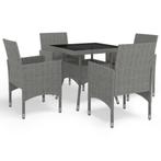 vidaXL 5-delige Tuinset poly rattan en glas grijs, Verzenden, Nieuw, Tuinset