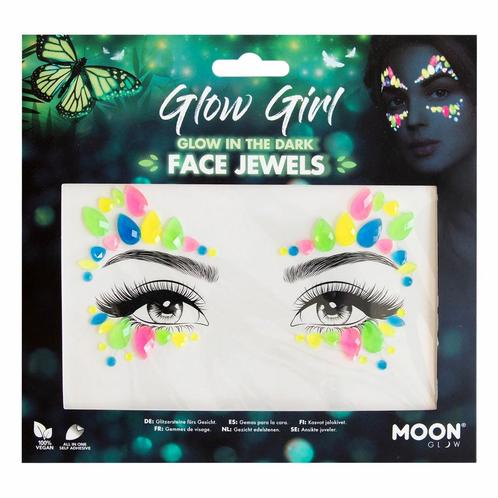 Moon Glow Glow in the Dark Face Jewels Glow Girl, Hobby en Vrije tijd, Feestartikelen, Nieuw, Verzenden