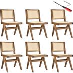 tectake Houten stoel Lizzy met Weens vlechtwerk in boho-stij, Verzenden