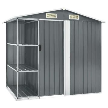 vidaXL Tuinschuur met rek 205x130x183 cm ijzer grijs beschikbaar voor biedingen