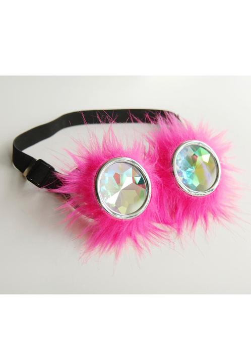 Goggles Steampunk Bril Roze Bont Montuur Caleidoscoop Glazen, Kleding | Dames, Carnavalskleding en Feestkleding, Nieuw, Ophalen of Verzenden