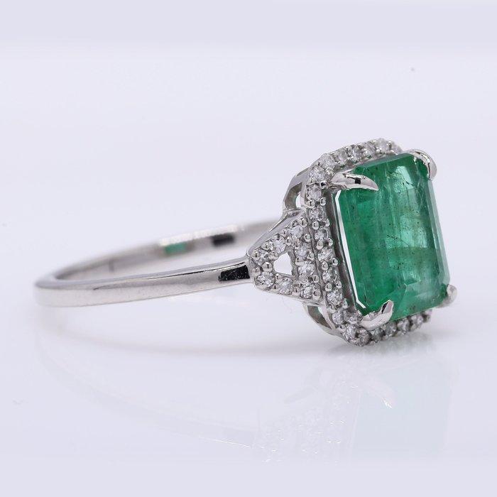 Zonder minimumprijs - Ring Platina - 1.61ct. tw. Smaragd -, Bijoux, Sacs & Beauté, Bagues