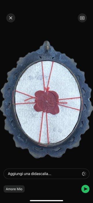 Reliekhouder - Brons, Glas, Textiel - 20e eeuw - Vlaggenmast, Antiek en Kunst, Kunst | Niet-Westerse kunst
