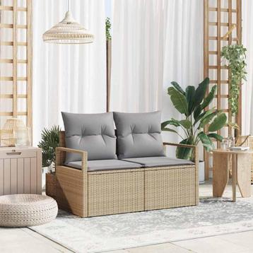 vidaXL Tuin Sofa met kussen Beige 120 x 62 x 69cm poly, Verzenden