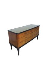 Ladekast - Hout, Glas, Messing, Wortelnotenhout