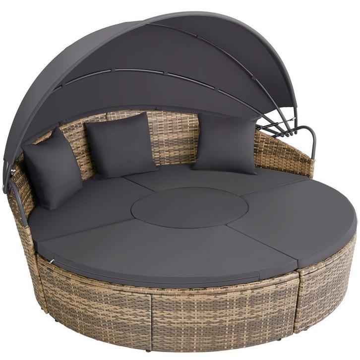 tectake Wicker zonne-eiland Santorini - natuur, Tuin en Terras, Tuinsets en Loungesets, Verzenden