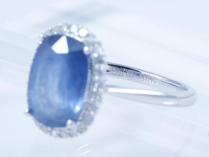 Zonder Minimumprijs - Ring Platina - 4.76ct. tw. Saffier -, Handtassen en Accessoires, Ringen