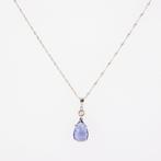 Hanger - 18 karaat Witgoud Tanzaniet - Diamant