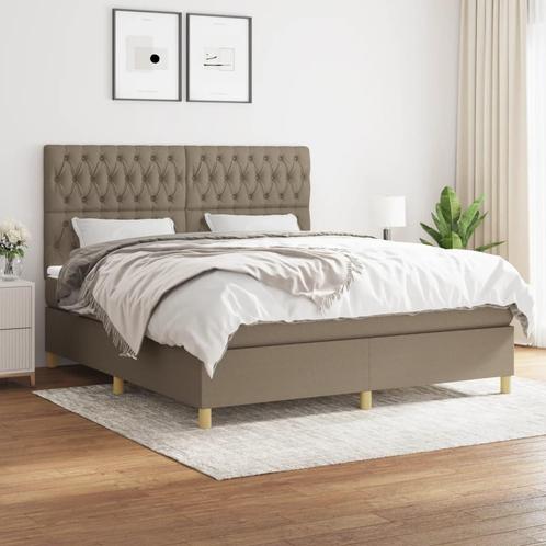 vidaXL Boxspring met matras stof taupe 180x200 cm, Huis en Inrichting, Slaapkamer | Bedden, Nieuw, Verzenden