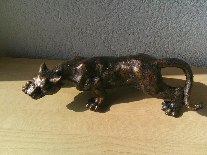 Beeldje - SLUIPENDE PANTER - Gietijzer/Verbronsd, Antiek en Kunst, Curiosa en Brocante