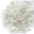 Pomander foamroosbal Wit 12 cm met pareltjes, Nieuw