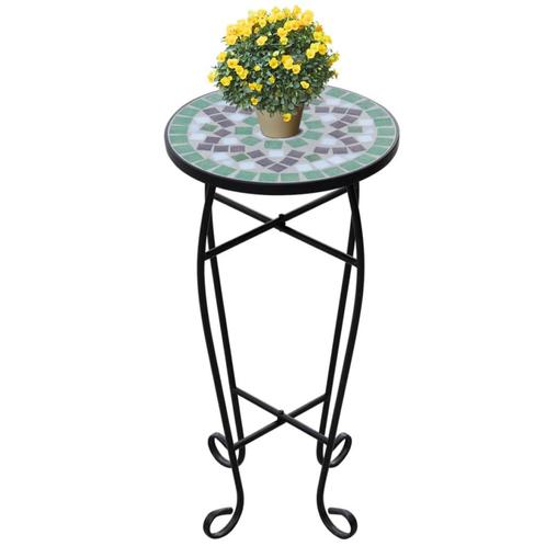 vidaXL Table dappoint Mosaïque Vert et blanc, Jardin & Terrasse, Pots de fleurs, Neuf, Envoi