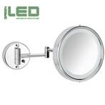 Scheerspiegel Basic Met LED verlichting En Schakelaar Ø19cm, Ophalen of Verzenden, Nieuw, Chroom, Bad