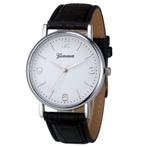 Fako® - Horloge - Geneva - Classic - Zilverkleurig - Zwart, Handtassen en Accessoires, Nieuw, Verzenden