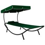 vidaXL Chaise longue de jardin avec auvent et oreiller, Jardin & Terrasse, Chaises longues, Verzenden, Neuf