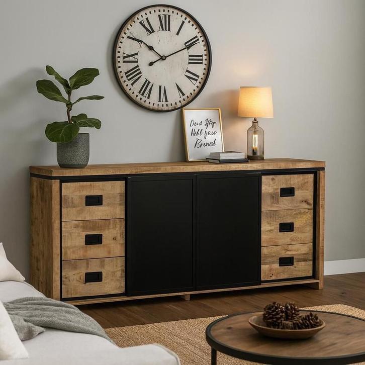 Novelle dressoir, mangohout (nieuw, A-keuze), Huis en Inrichting, Kasten | Dressoirs, Nieuw