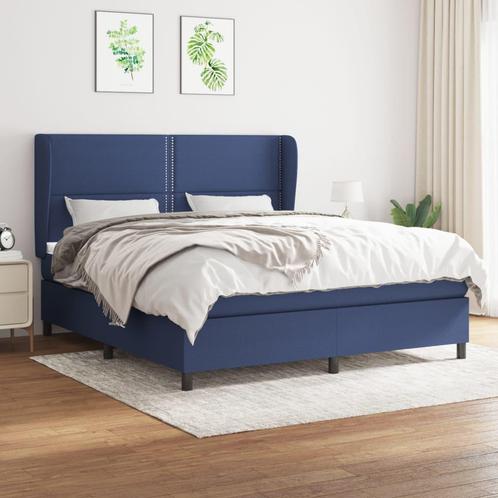 vidaXL Sommier à lattes de lit avec matelas Bleu 160x200, Huis en Inrichting, Slaapkamer | Bedden, Verzenden