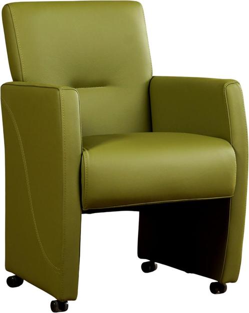 Groene leren moderne eetkamerfauteuil - Toledo Leer Apple, Huis en Inrichting, Stoelen, Nieuw, Eén, Leer, Ophalen of Verzenden