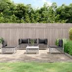 vidaXL 6-delige Loungeset met kussens staal wit, Tuin en Terras, Tuinsets en Loungesets, Verzenden, Nieuw, Loungeset